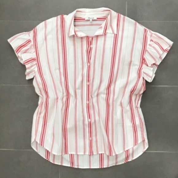 madewell central ruffle sleeve shirt